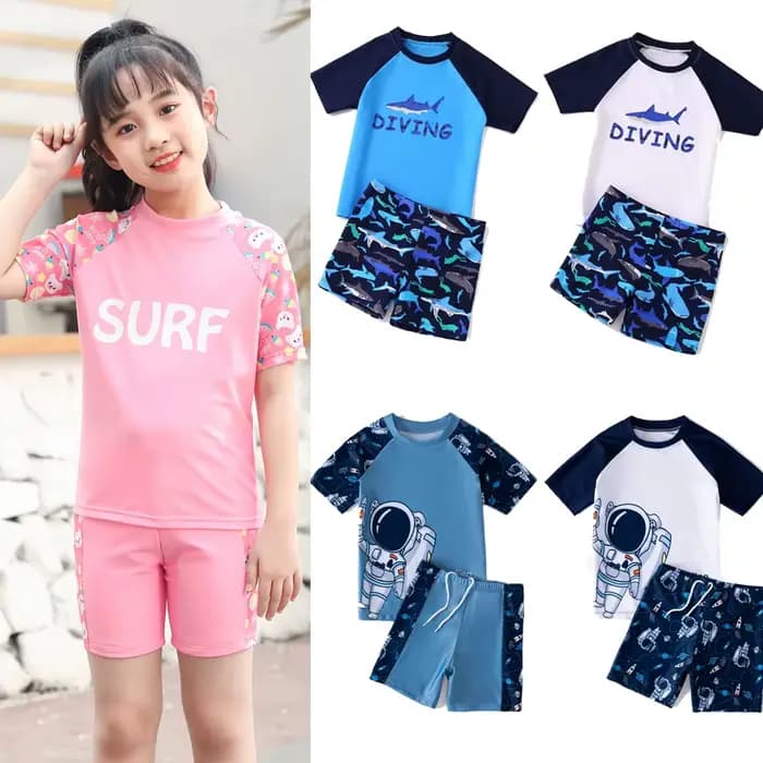 Maillots de bain pour enfants requin Anstronaut mignon enfants maillots de bain pour garçons filles maillot de bain à manches courtes séchage rapide maillot de bain