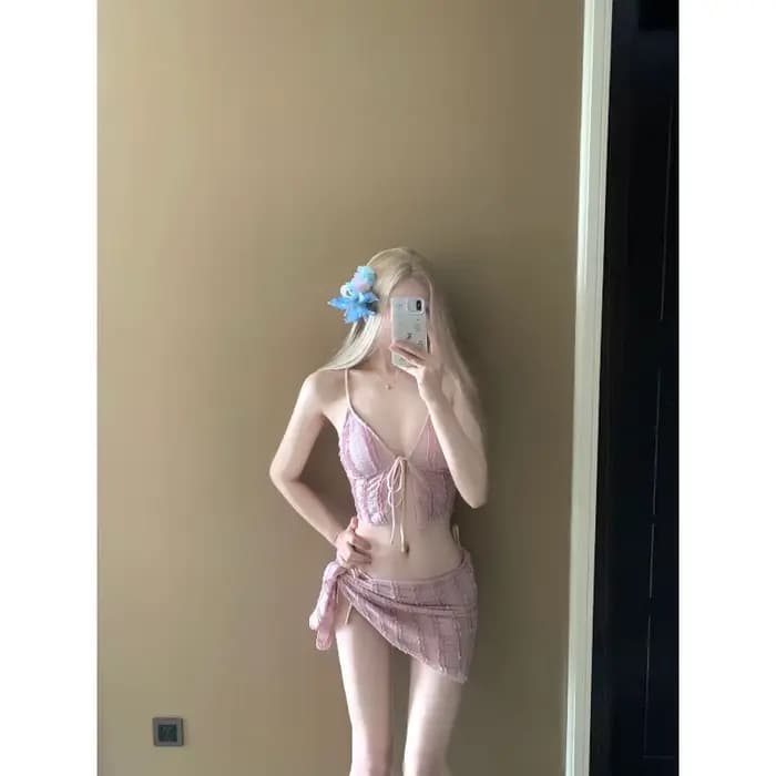 Nouveau Maillot de Bain 2026 Style Ins, Ensemble Bikini Trois Pièces, Tendance Pure Désir, Idéal pour les Sources Chaudes, Maillot de Bain Coréen Haut de Gamme Sensationnel