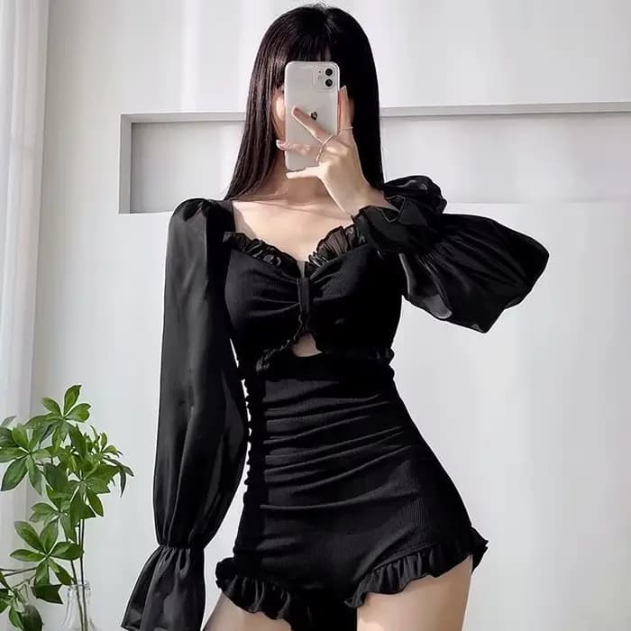 Nouveau maillot de bain à manches longues pour femmes minceur et trempage conservateur dans les sources chaudes une