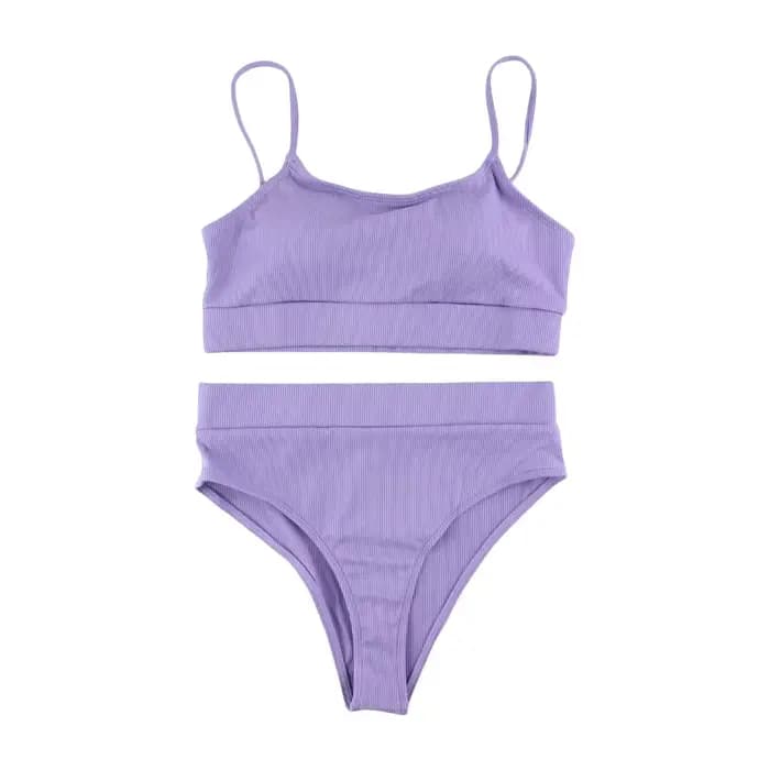 Cikini-ensemble bikini taille haute solide pour femme, maillot de bain à petites rayures, maillot de plage d'été, maillot de bain