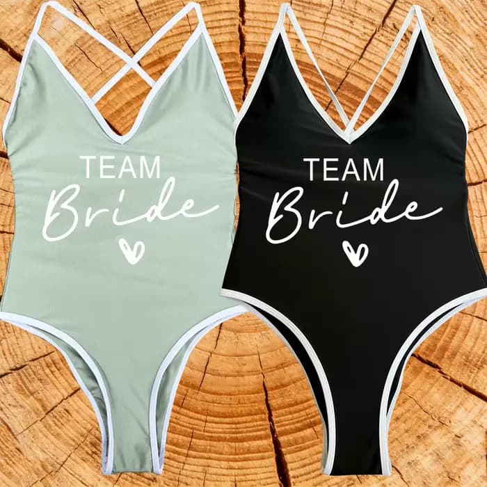 Femmes maillots de bain de mariée rembourré maillot de bain équipe mariée une pièce Bachelorette fête body poule fête maillot de bain mariage maillots de bain
