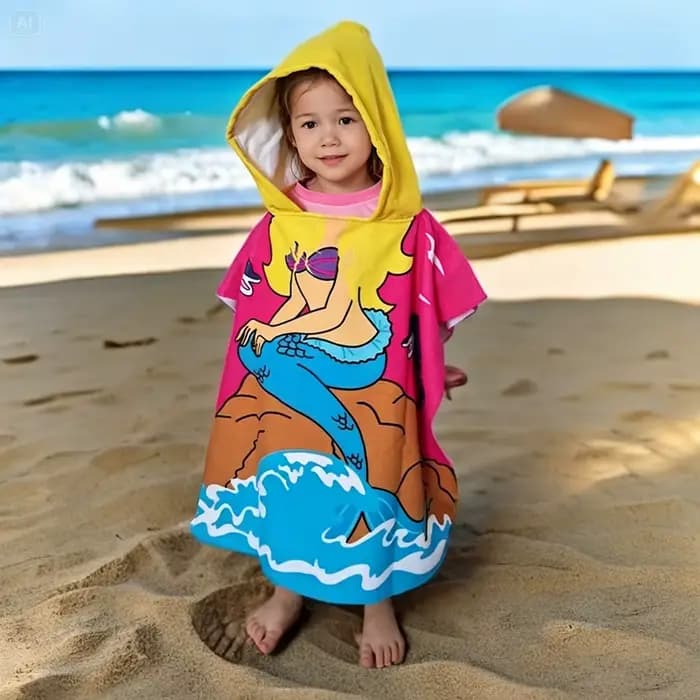 Serviette de bain à capuche pour enfants de 80-130 cm, poncho de plage pour enfants, peignoir pour enfants, poncho de surf à séchage rapide, robe en microfibre éponge