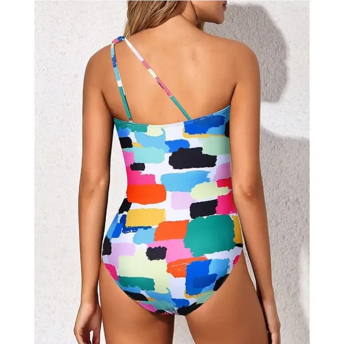 Nouveau Bikini une pièce maillot de bain femmes minceur plissé évider bandoulière corps façonnage intégré