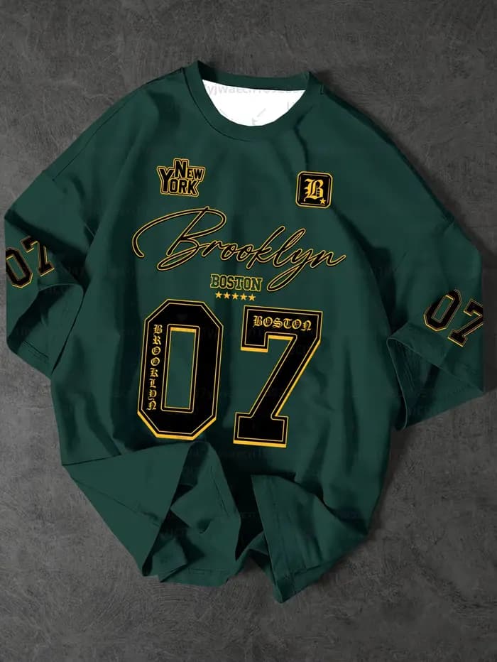 T-shirt de sport imprimé Brooklyn 07 pour hommes, T-shirt à manches courtes, T-shirt graphique d'été, haut de sport décontracté grande taille pour femmes