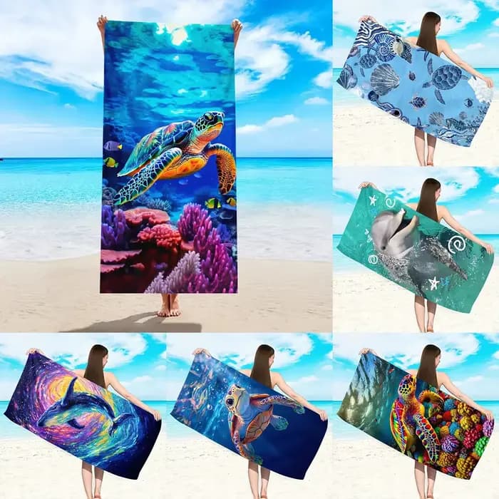 Serviette de plage tortue marine et dauphin