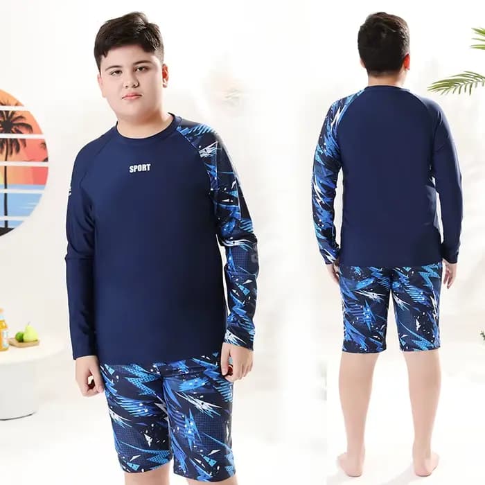 Maillots de bain pour enfants Maillot de bain deux pièces pour garçons Protection solaire professionnelle d'été adapté aux enfants de 9 à 16 ans Tissu en polyester