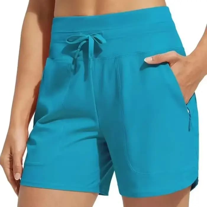 Short de bain taille haute pour femmes, 5 pouces, séchage rapide, respirant, sport, course à pied, Fitness, jambes larges, pantalons décontractés d'été