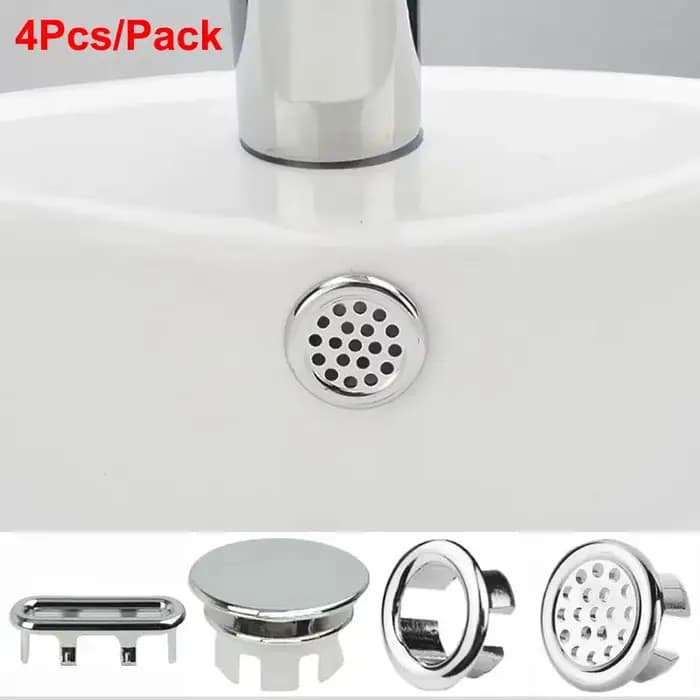 Couvercle de vidange circulaire pour lavabo de cuisine et salle de bains, 4 pièces, décoration de baignoire, trou d'évier, trop-plein creux pour lavabo
