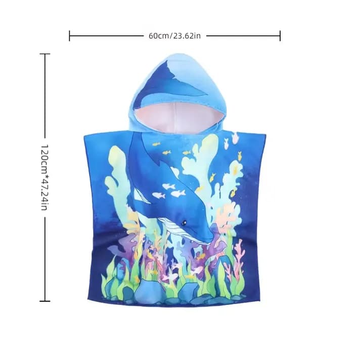 Cape de bain à capuche pour enfants avec imprimés sirène