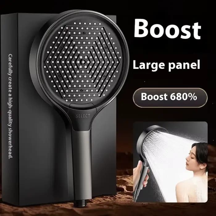Pommeau de douche pressurisé, pressurisation super forte avec grande sortie d'eau, pomme de douche filtrée de bain à grand panneau de 15 cm