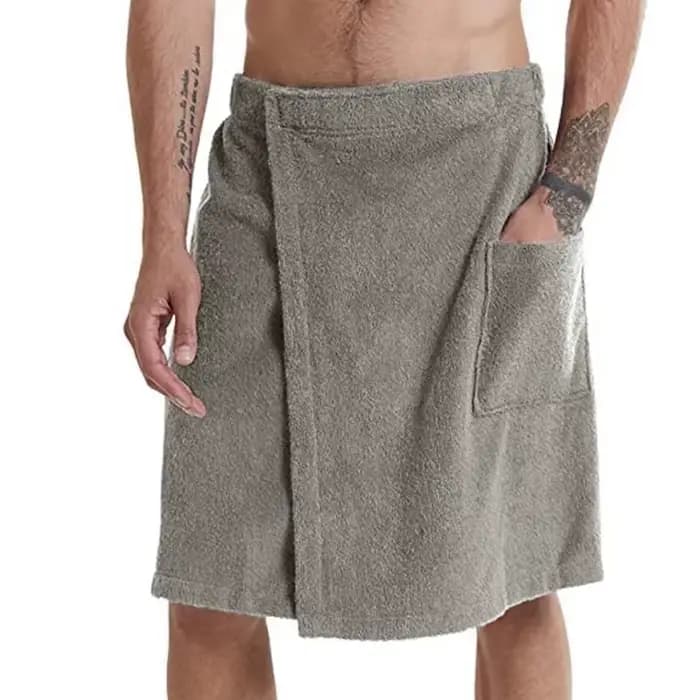 Serviette de bain enveloppante pour homme avec poche, fermeture réglable, en tissu éponge doux, idéale pour la douche, le spa, la gym, le sauna et la maison