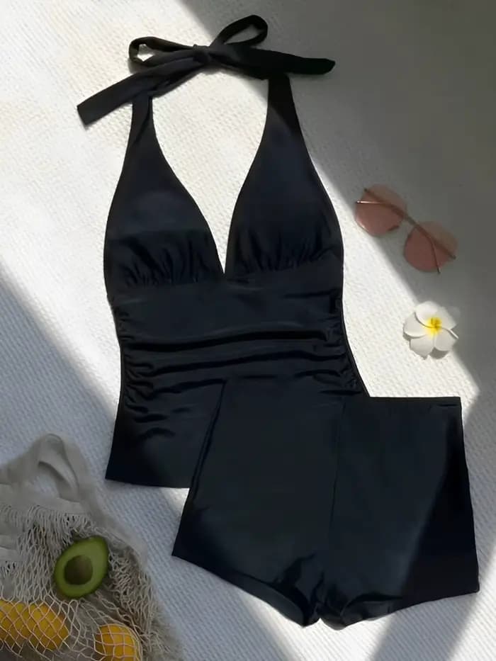 Maillot de bain une pièce uni à bretelles 2026 pour femmes