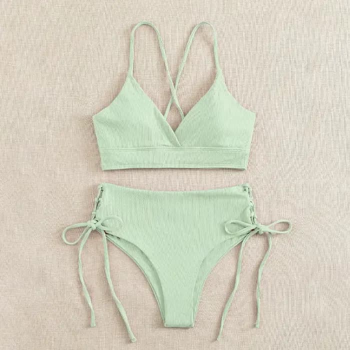 Cikini-ensemble bikini fendu à col en V pour femme