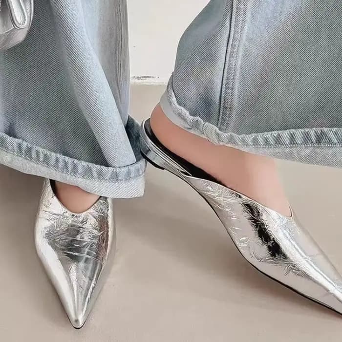 Mules pointues haut de gamme pour femmes, vêtements d'été, demi-pantoufles paresseuses à la mode avec talons moyens et épais, chaussures