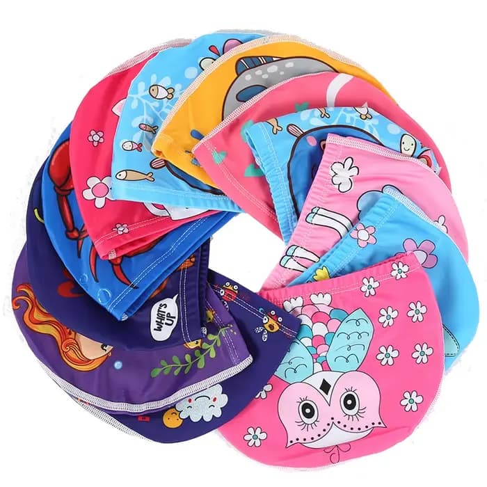 Bonnet de natation en tissu élastique pour enfants, chapeau de protection des oreilles, casquettes de natation, sports aquatiques, garçons et filles