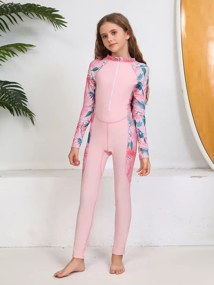 Maillot de bain une pièce à manches longues pour filles