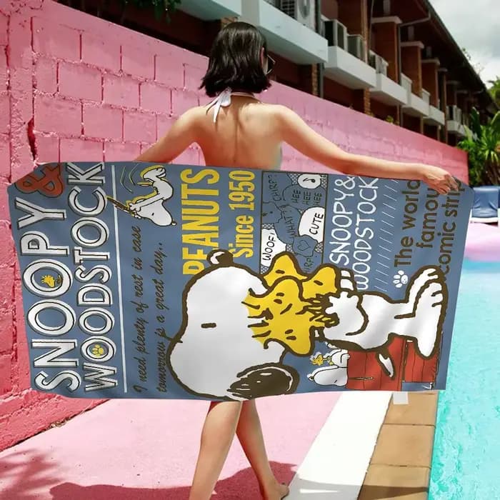 Serviette de plage S-Snoopy Anime, serviettes de bain colorées pour filles, en microfibre, séchage rapide, personnalisées, sans sable, pour la plage, le yoga, le spa, la salle de sport, la piscine