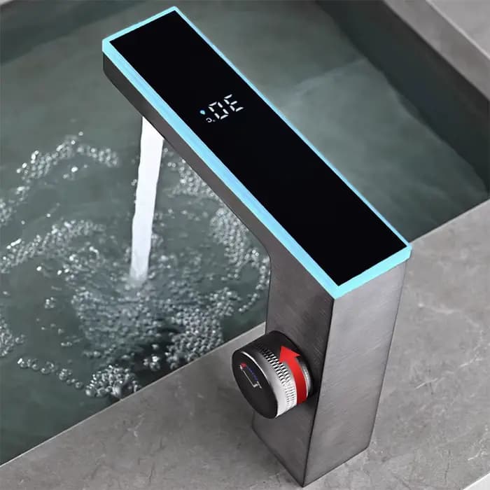 Robinet de lavabo noir, blanc, gris, de luxe, avec affichage numérique, mitigeur eau chaude et froide, à poser sur le comptoir, pour lavabo sur pied mitigeur salle de bain robinets salle de bain intel