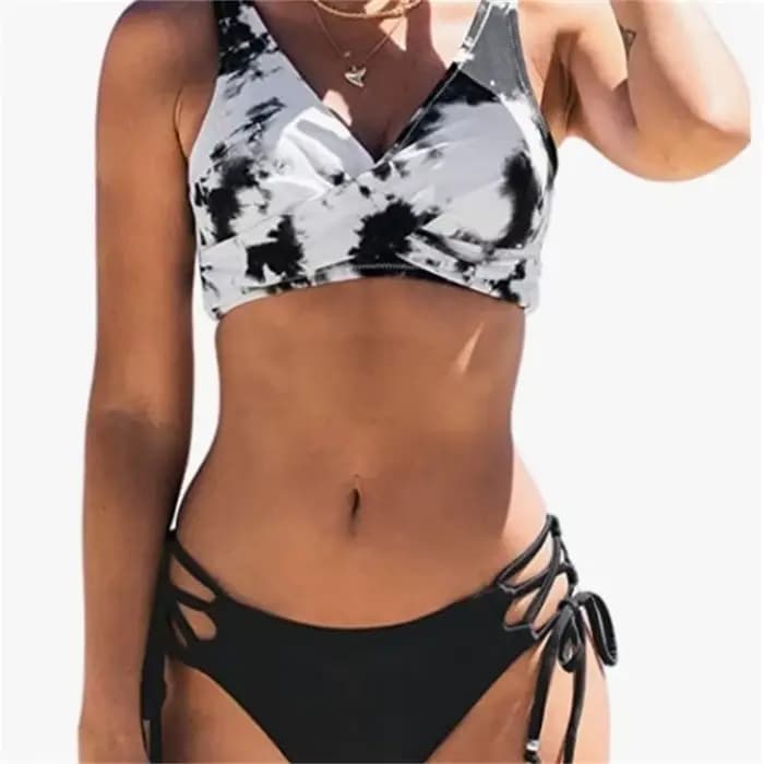 Maillot de bain bikini femme devant croisé à lacets