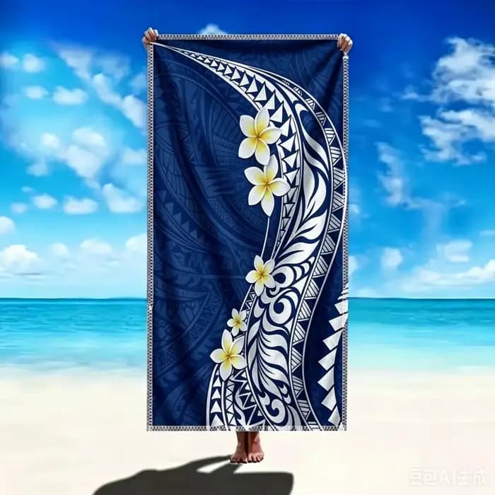 Grande serviette de bain tropicale en frangipanier