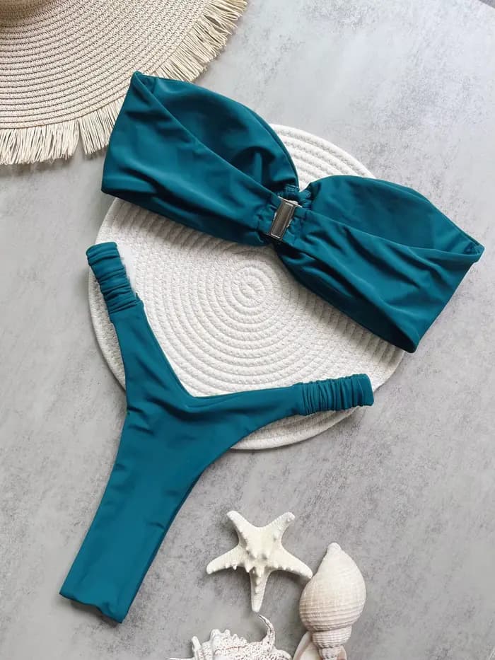 Micro Bikini Push Up pour Femmes 2026 – Maillot de Bain Sexy Brésilien, Ensemble Bikini String, Tenue de Plage Unie