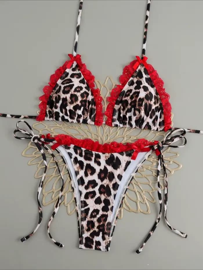 Ensemble Bikini brésilien Sexy Push Up maillot de bain deux pièces Triangle cravate côté bas plage vêtements de