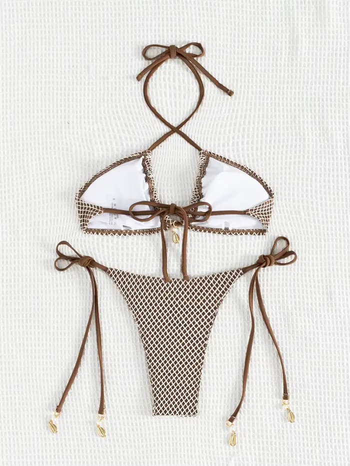 Maillot de bain 2 pièces à lacets pour femmes