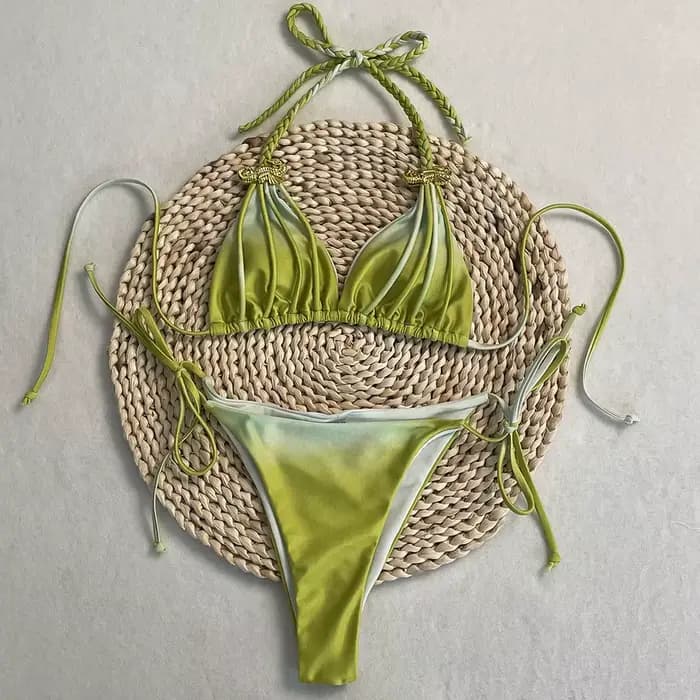 DEBAIOR maillot de bain 2025 femmes tendance maillots de bain deux pièces costumes cravate-teinture Bikini plage maillot de bain réglable licou cou sangle string