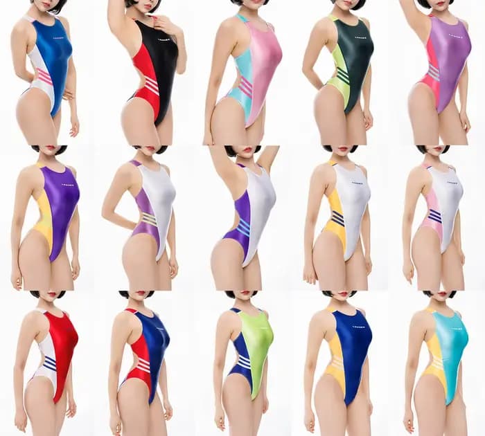 LEOHEX Maillot de bain une pièce brillant à coupe haute pour femme