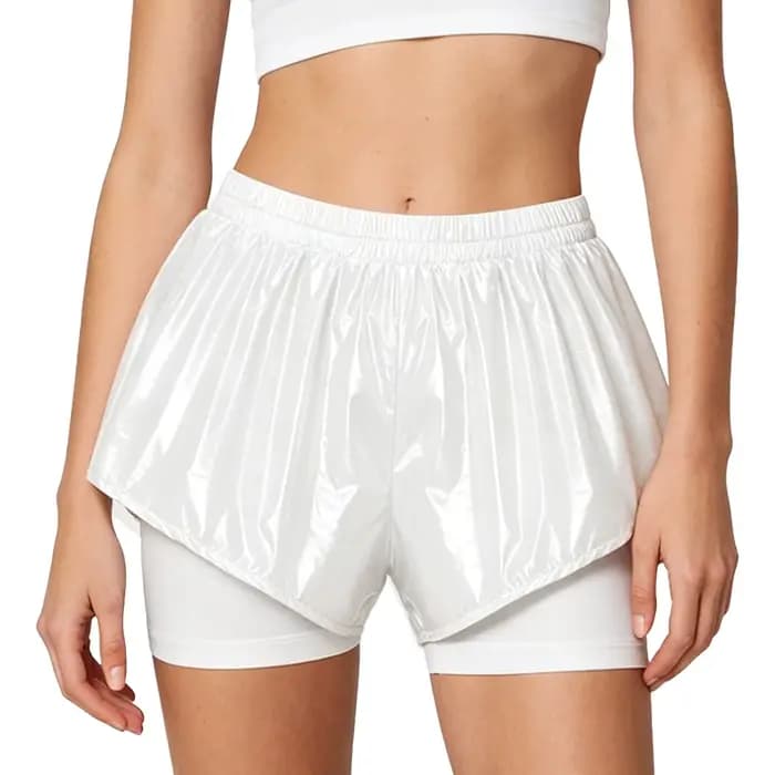 Shorts de bain brillants à double couche pour femmes avec short de sécurité intégré respirant, shorts imperméables, bas de sport