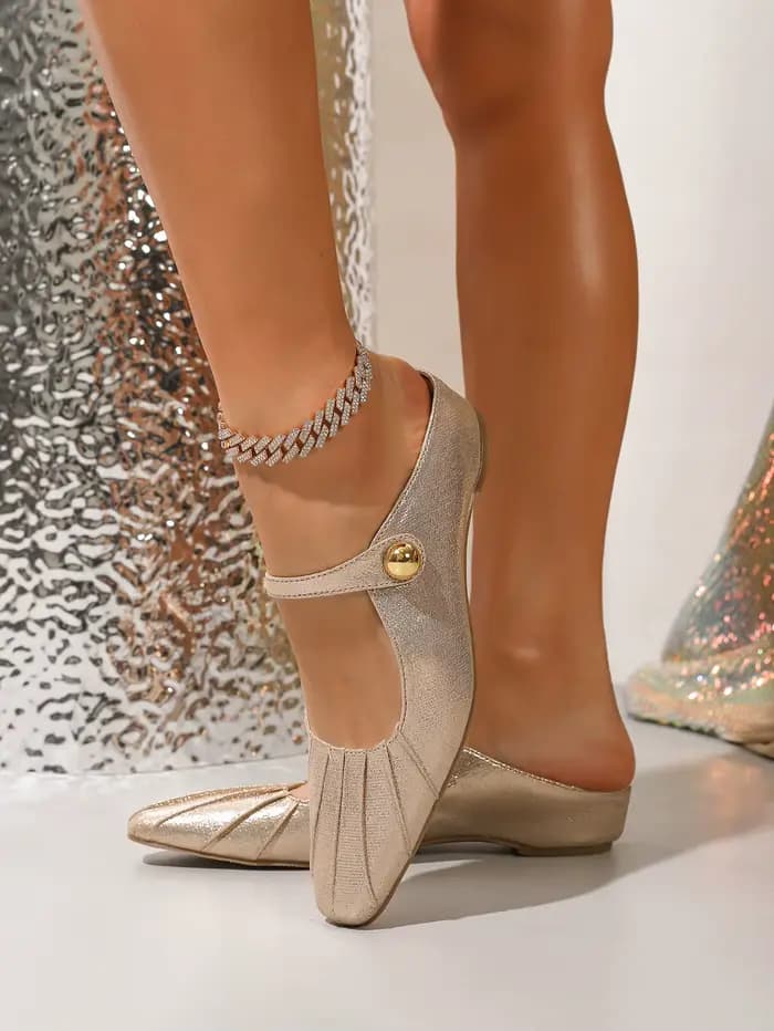 Mules pour femmes à bout carré plissé brillant, design sans talon, talon compensé dissimulé de 3,5 cm, style Mary Jane, à enfiler, polyvalentes pour le travail et les soirées, semelle souple, respiran