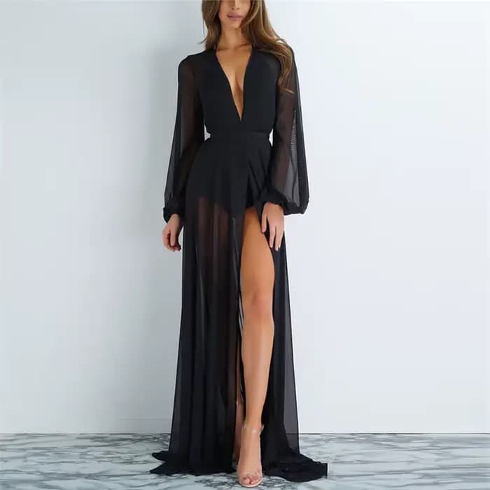 Robe de plage en mousseline de soie pour femmes, tunique longue, paréos, bikini, cover-up, vêtements de plage, 2024