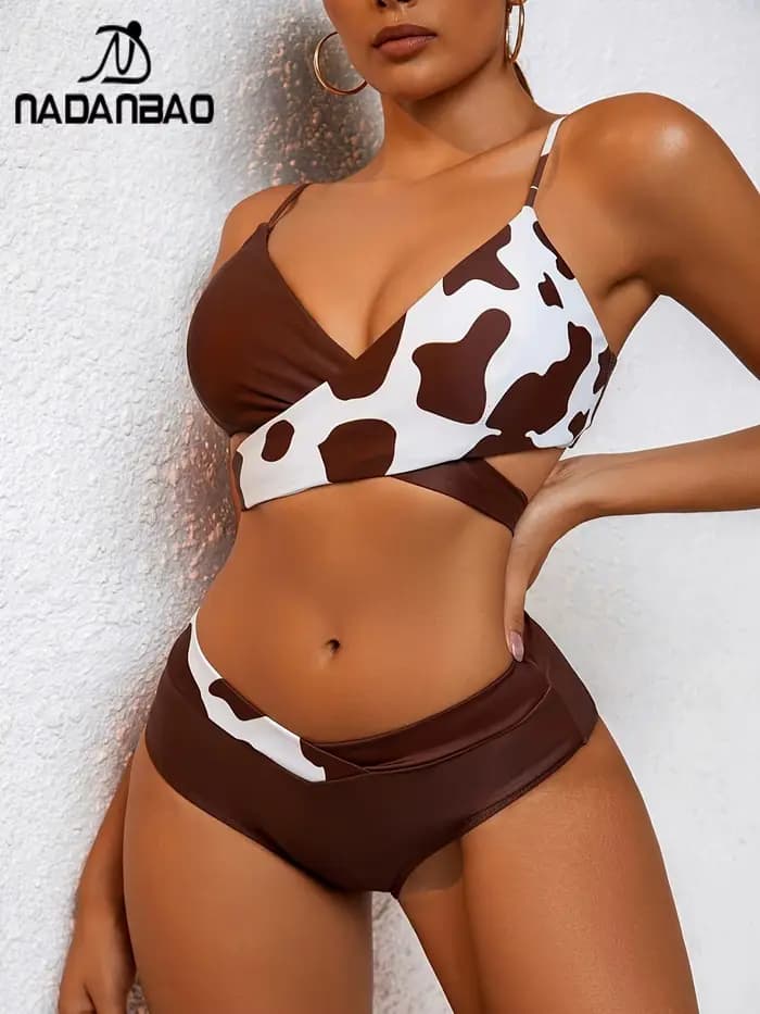 Nadanbao-Bikini de plage sexy à col en V pour femme