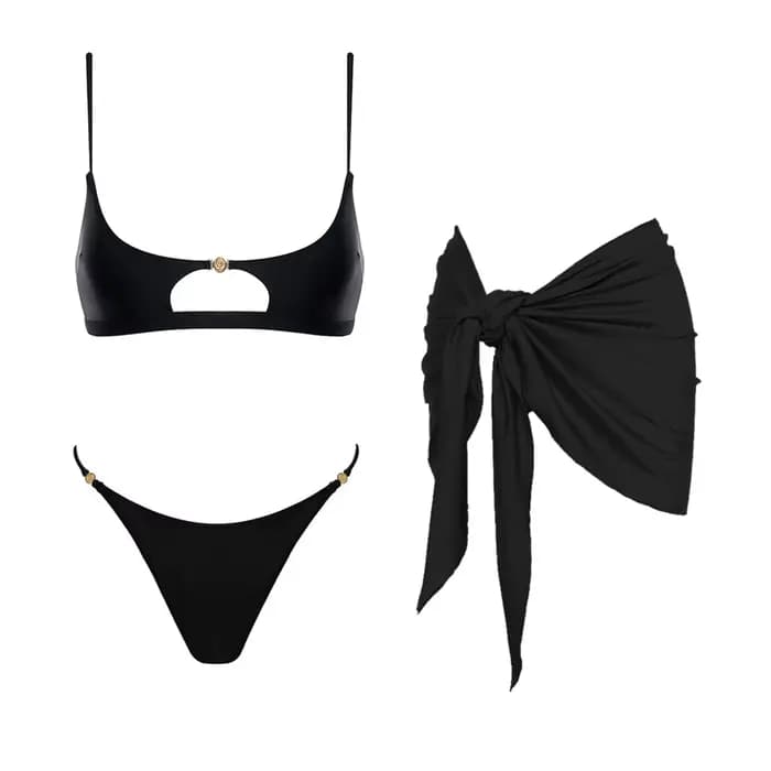 Nouveau 2026 Ensemble de 2 micro bikinis sexy pour femmes, maillot de bain avec chaîne, tenue de plage brésilienne