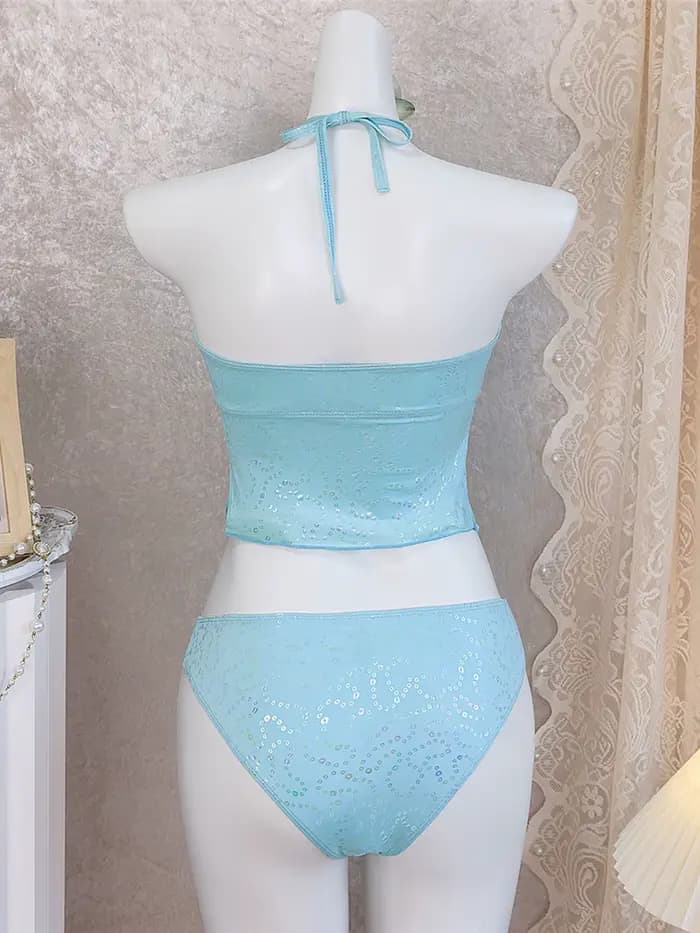 Nouveau Maillot de Bain Femme Deux Pièces S-XL, Tankini Halter avec Étoile Métallique, Ensemble Bikini M46