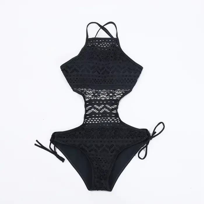 Nouveau 2024 femmes maillot de bain une pièce maillots de bain femme sexy creux monokini dentelle licou maillot de bain pad maillots de bain solide body