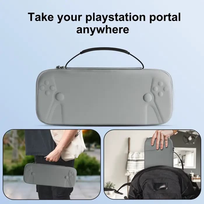 Accessoires 8 en 1 pour PlayStation Portal – Étui de transport PS5, housse de protection en silicone, 2 protecteurs d'écran et 4 poignées de pouce