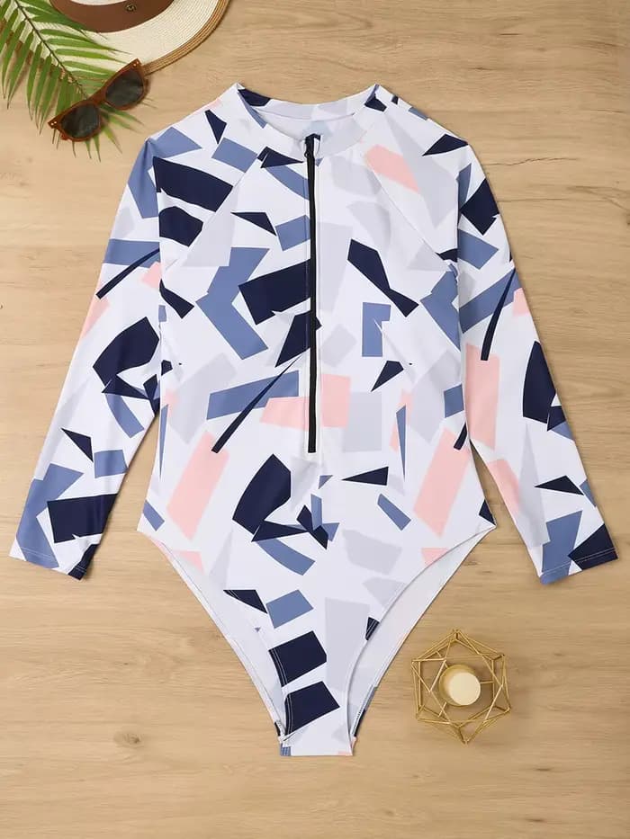 Maillot de bain une pièce grande taille à manches longues pour femme 2026 – Combinaison de surf et de natation pour la plage