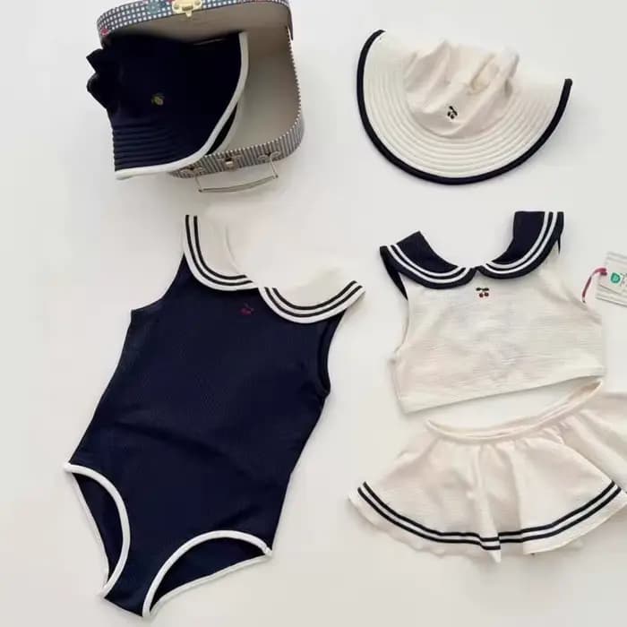 Maillot de bain une pièce pour bébés filles, nouvelle collection 2026, maillot de bain d'été bleu marine pour enfants