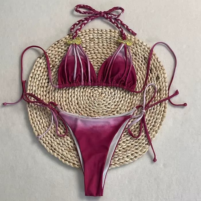 DEBAIOR maillot de bain 2025 femmes tendance maillots de bain deux pièces costumes cravate-teinture Bikini plage maillot de bain réglable licou cou sangle string