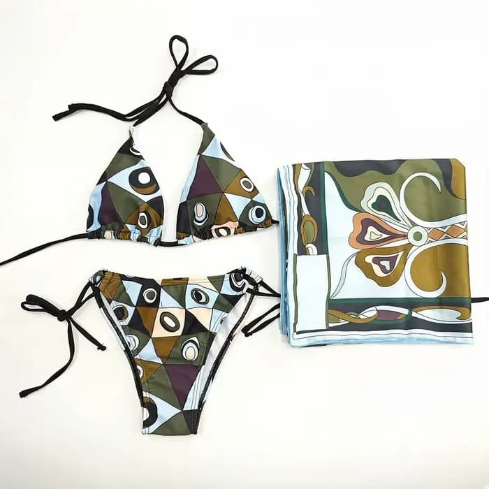Nouvel ensemble bikini foulard bandeau femme 2026 au design classique avec logo signature lettre