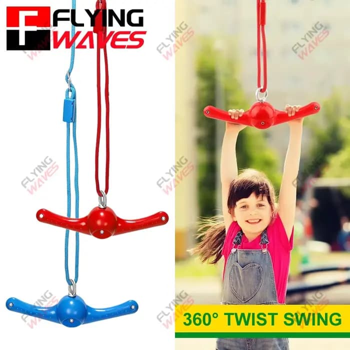 Balançoire Twister pour enfants 360 °   Balançoire à poignée rotative réglable pour aire de jeux, arrière-cour, accessoires d'entraînement Ninja Slackline, fixation de balançoire