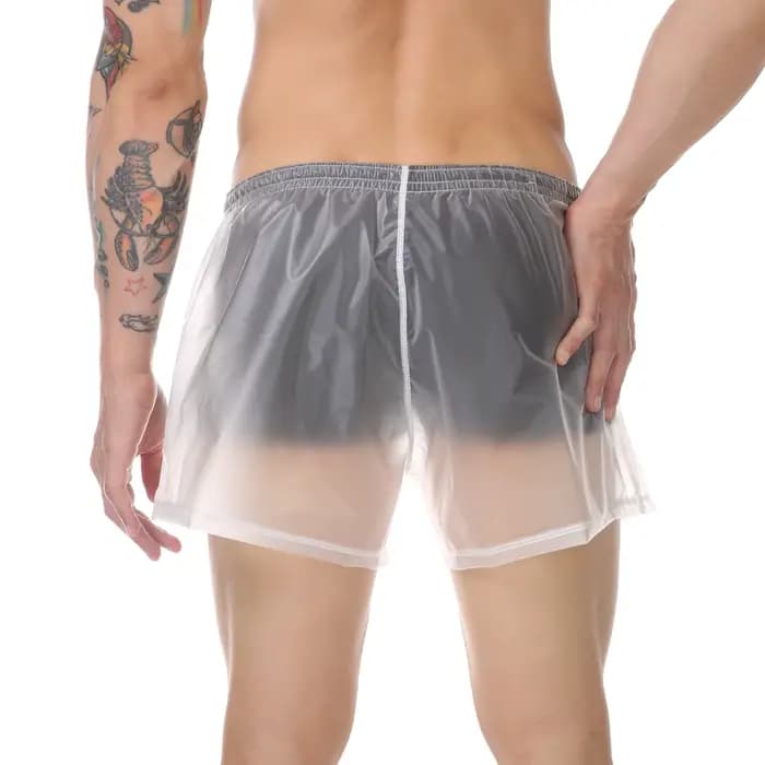 Hommes plage troncs homme maillot de bain Transparent Sexy