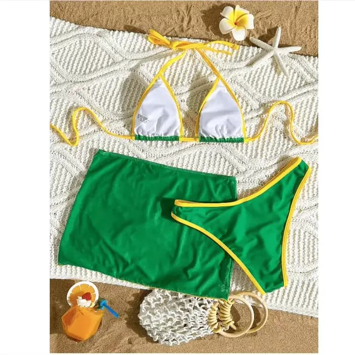 Ensemble de bikini sexy trois pièces drapeau jamaïcain 2026 – Maillot de bain séparé pour vacances à la plage américaine