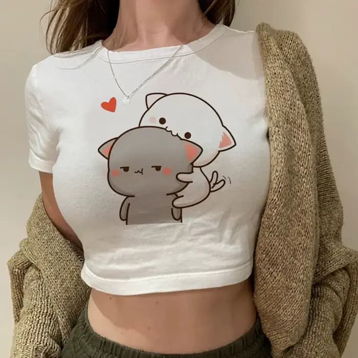 Bubu Dudu crop top vintage gyaru harajuku été Streetwear recadrée coquette shoujo fille style adolescents t-shirt