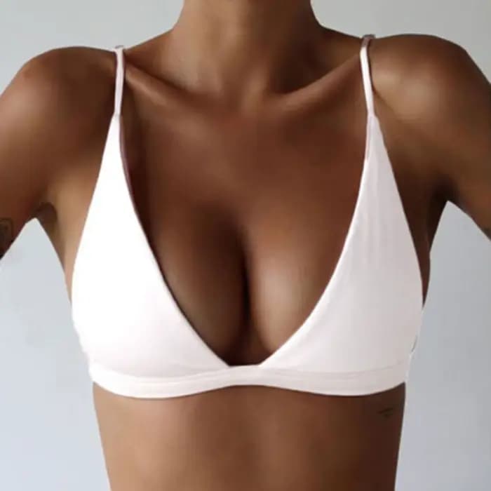 Femmes Micro Bikinis hauts commerce européen et extérieur Sexy couleur unie maillot de bain Bikini haut court maillot de bain pour femme soutien-gorge Push Up