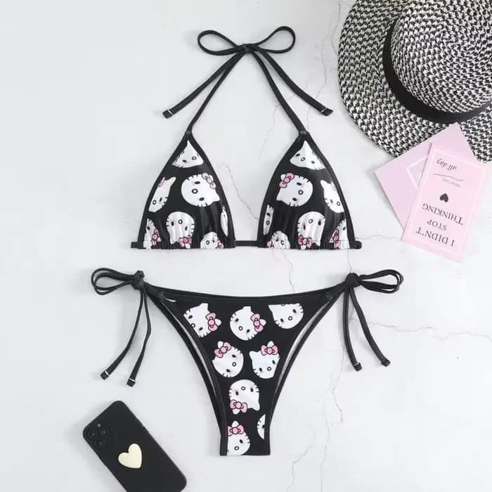 Maillot de bain sexy Hello Kitty pour femme 2026 – Ensemble bikini mignon Sanrio pour filles – Tenue de plage tendance