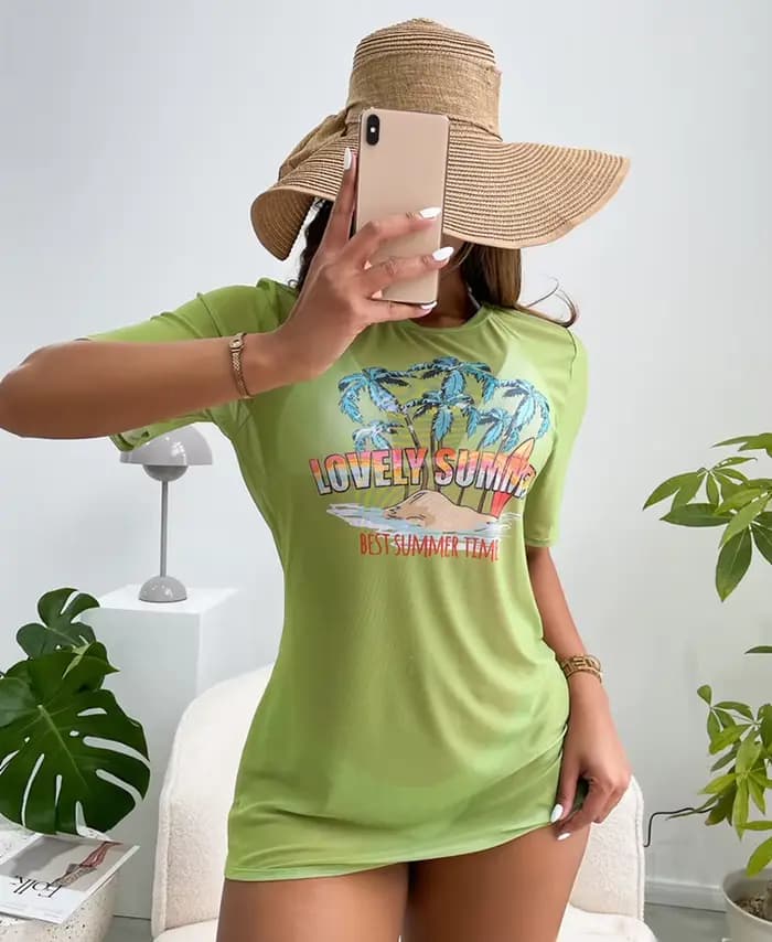 2025 Bikini 3 pièces femmes Sexy solide string Bikini ensemble + imprimé manches courtes couvrir noir/rose/Orange/jaune/bleu vêtements de plage