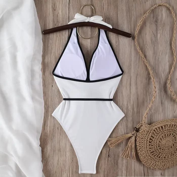 Maillot de bain une pièce à fleurs, col licou, Bandage, pour femmes, vêtements de plage, Monokini, nouvelle collection, 2024