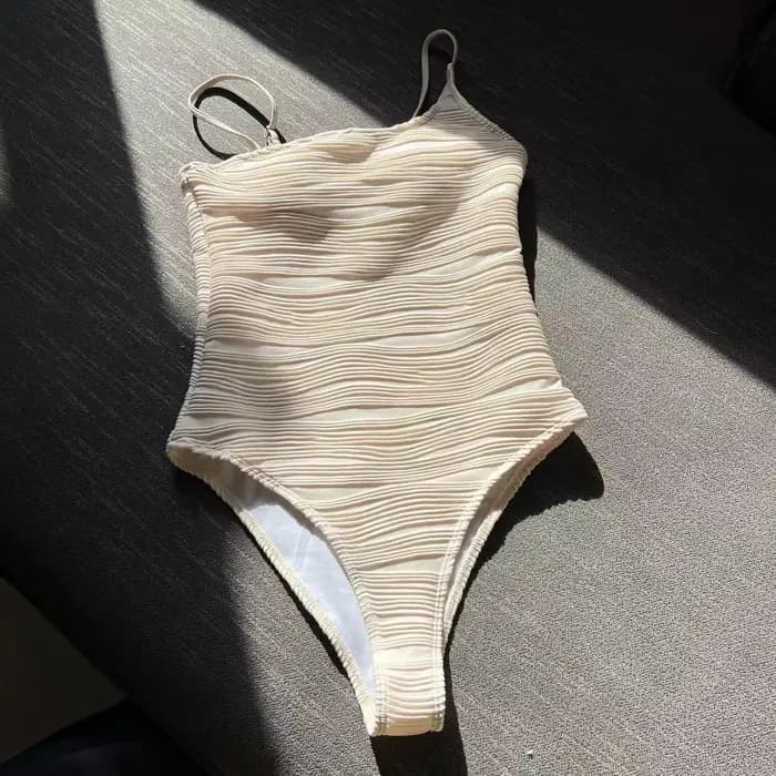 Maillot de bain une pièce sexy côtelé, solide, irrégulier, bikini, haut, fort, costume, tenues de plage, body, tankini